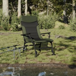 Chaise de pêche avec accoudoir pliable vert 