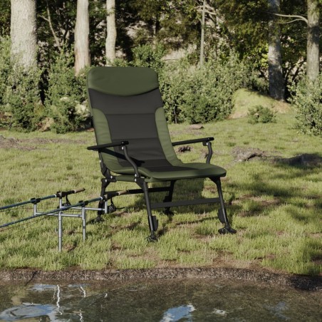 Chaise de pêche avec accoudoir pliable vert 