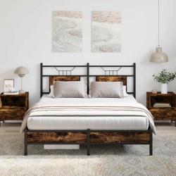 Cadre de lit sans matelas chêne fumé 150x200 cm bois ingénierie 