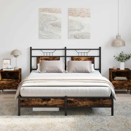 Cadre de lit sans matelas chêne fumé 150x200 cm bois ingénierie 
