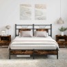 Cadre de lit sans matelas chêne fumé 150x200 cm bois ingénierie 
