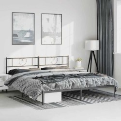 Cadre de lit métal sans matelas avec tête de lit noir 183x213cm 