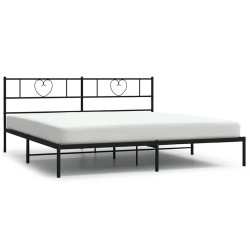 Cadre de lit métal sans matelas avec tête de lit noir 183x213cm 
