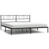 Cadre de lit métal sans matelas avec tête de lit noir 183x213cm 