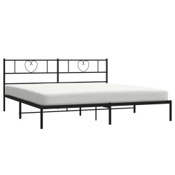 Cadre de lit métal sans matelas avec tête de lit noir 183x213cm 
