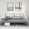 Cadre de lit métal sans matelas avec tête de lit noir 183x213cm 
