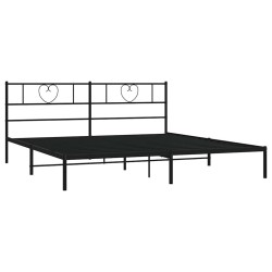 Cadre de lit métal sans matelas avec tête de lit noir 183x213cm 