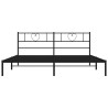 Cadre de lit métal sans matelas avec tête de lit noir 183x213cm 