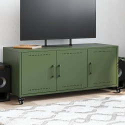 Meuble TV vert olive 100,5x39x43,5 cm acier 