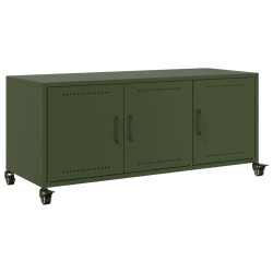 Meuble TV vert olive 100,5x39x43,5 cm acier 