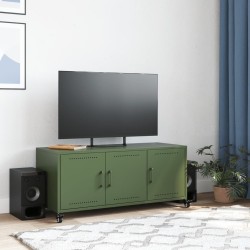 Meuble TV vert olive 100,5x39x43,5 cm acier 