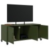 Meuble TV vert olive 100,5x39x43,5 cm acier 