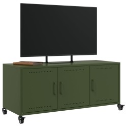 Meuble TV vert olive 100,5x39x43,5 cm acier 