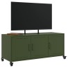 Meuble TV vert olive 100,5x39x43,5 cm acier 