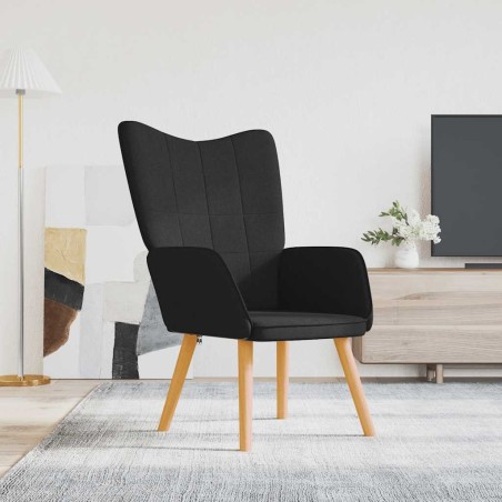 Chaise de relaxation Noir Tissu 