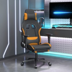 Chaise de jeu avec repose-pied Noir et orange Tissu 