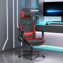 Chaise de jeu avec repose-pied Noir et rouge Tissu 