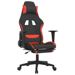 Chaise de jeu avec repose-pied Noir et rouge Tissu 