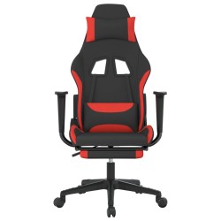 Chaise de jeu avec repose-pied Noir et rouge Tissu 