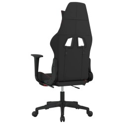 Chaise de jeu avec repose-pied Noir et rouge Tissu 