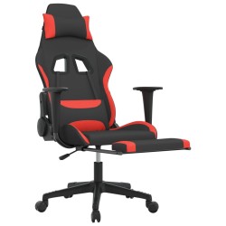 Chaise de jeu avec repose-pied Noir et rouge Tissu 