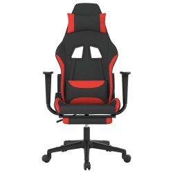 Chaise de jeu de massage avec repose-pied Noir et rouge Tissu 