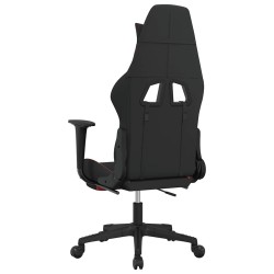 Chaise de jeu de massage avec repose-pied Noir et rouge Tissu 