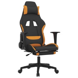 Chaise de jeu de massage avec repose-pied Noir et orange Tissu 