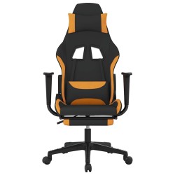 Chaise de jeu de massage avec repose-pied Noir et orange Tissu 