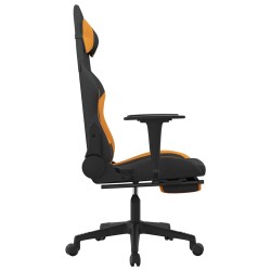 Chaise de jeu de massage avec repose-pied Noir et orange Tissu 