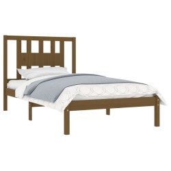 Cadre de lit sans matelas marron miel bois massif 100x200 cm 