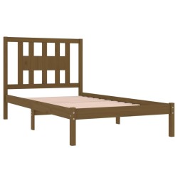 Cadre de lit sans matelas marron miel bois massif 100x200 cm 