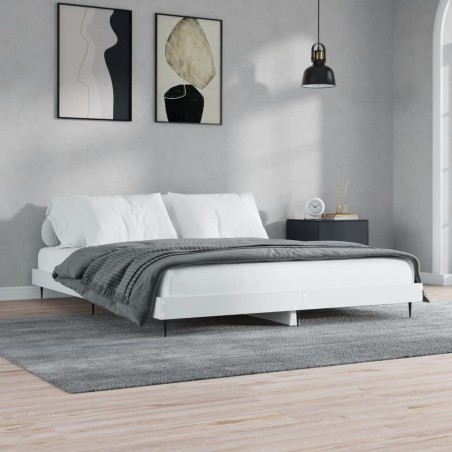 Cadre de lit sans matelas blanc 160x200 cm bois d'ingénierie 