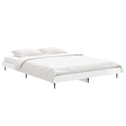 Cadre de lit sans matelas blanc brillant 140x190 cm 