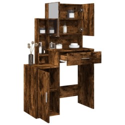 Coiffeuse avec armoire chêne fumé 80x35x132 cm 