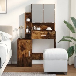 Coiffeuse avec armoire chêne fumé 80x35x132 cm 