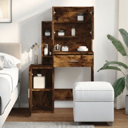 Coiffeuse avec armoire chêne fumé 80x35x132 cm 