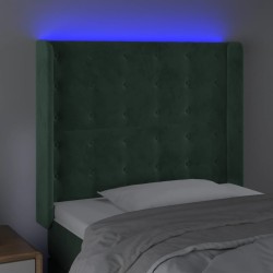Tête de lit à LED Vert foncé 93x16x118/128 cm Velours 