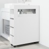 Meuble étroit de salle de bain à roulettes blanc 