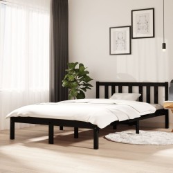 Cadre de lit sans matelas noir bois massif 120x200 cm 