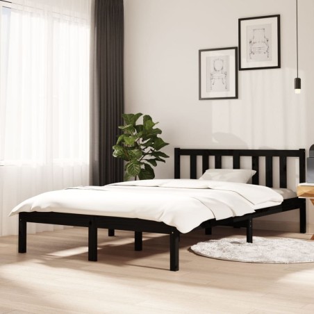 Cadre de lit sans matelas noir bois massif 120x200 cm 