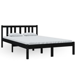 Cadre de lit sans matelas noir bois massif 120x200 cm 
