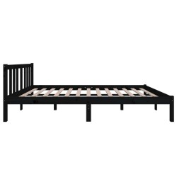 Cadre de lit sans matelas noir bois massif 120x200 cm 
