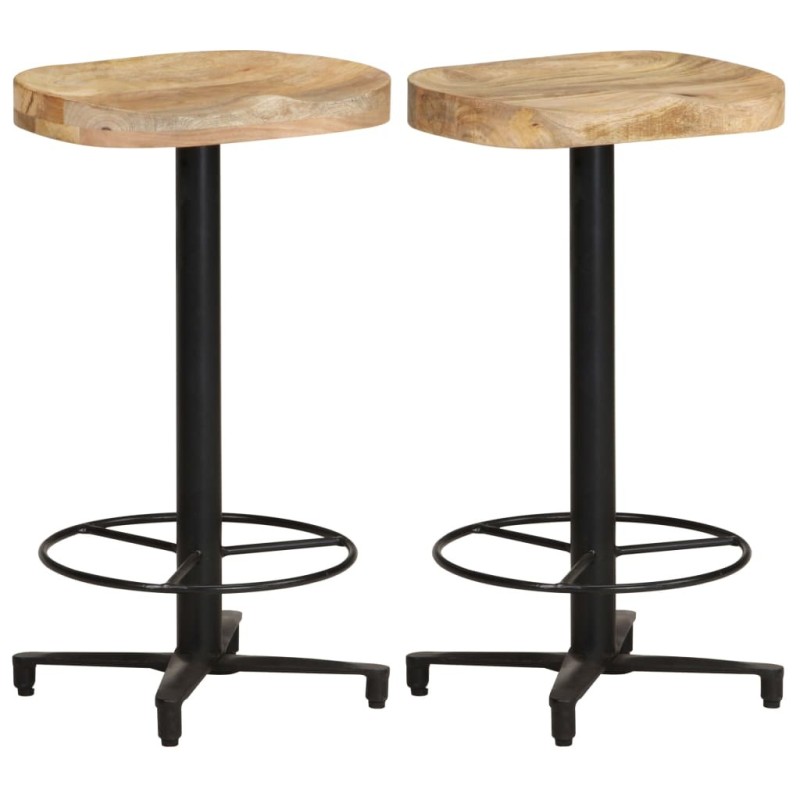 Tabourets de bar lot de 2 66 cm bois de manguier massif Tabourets de bar lot de 2 66 cm bois de manguier massif