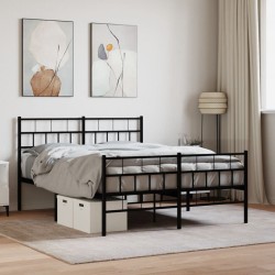Cadre de lit métal sans matelas avec pied de lit noir 120x200cm 