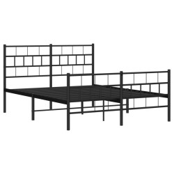 Cadre de lit métal sans matelas avec pied de lit noir 120x200cm 