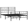 Cadre de lit métal sans matelas avec pied de lit noir 120x200cm 