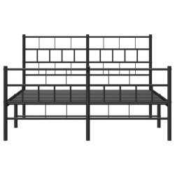 Cadre de lit métal sans matelas avec pied de lit noir 120x200cm 