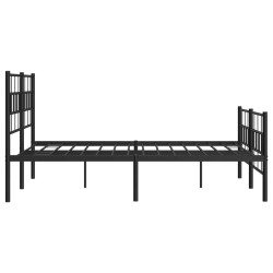Cadre de lit métal sans matelas avec pied de lit noir 120x200cm 