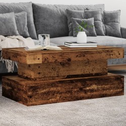 Table basse avec lumières LED vieux bois 90x50x40 cm 